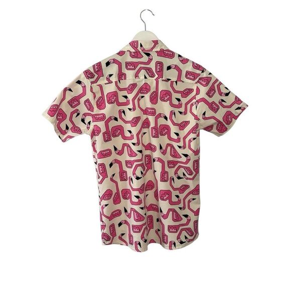 Sovereign Code pink flamingo short sleeve button down shirt - M - Picture 4 of 7
